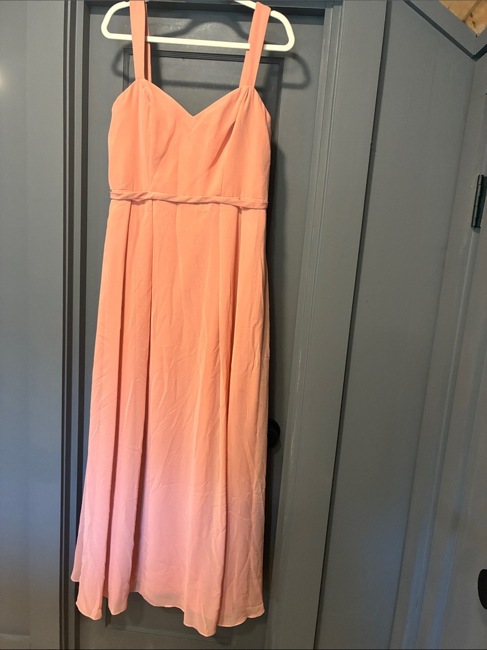 Azazie Peach Chiffon Maxi Dress with Sweetheart Neckline